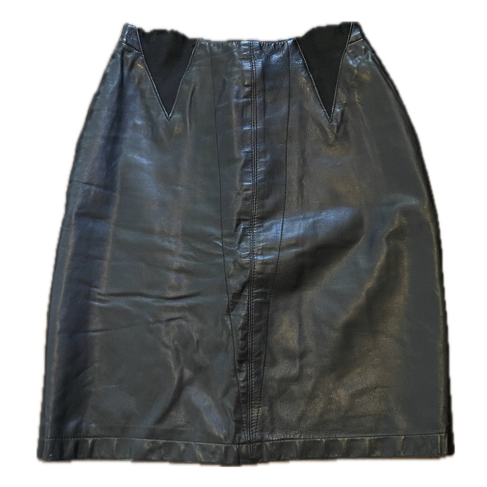 FORENZA • Vintage • Italy • Leather • Black • Mini • Skirt • Lace • 4 •